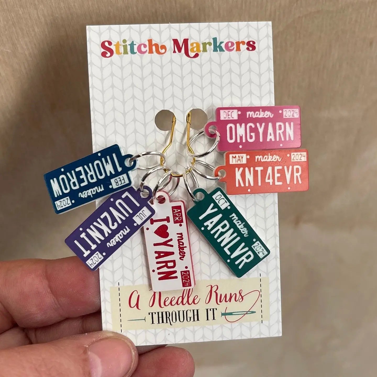 Knitting License Plate Stitch Markers