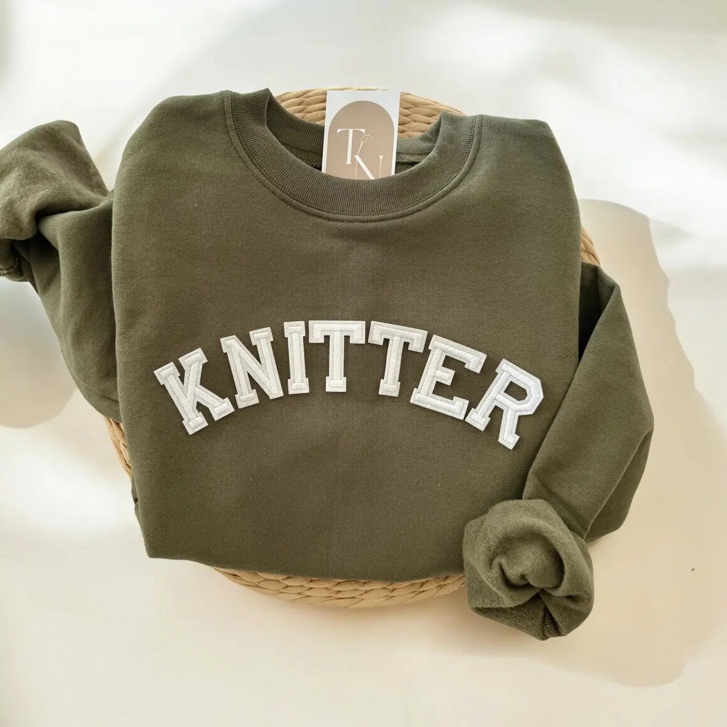 Knitter Sweatshirt in Olive Green