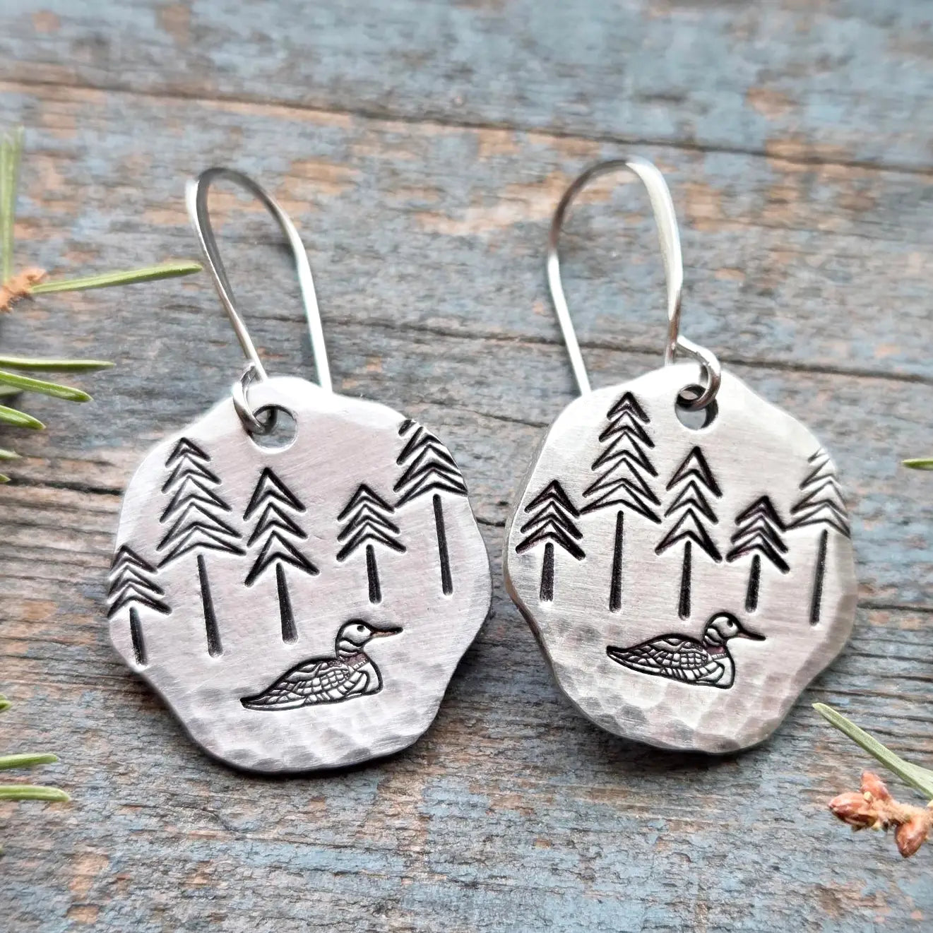 Loon/Pine Tree Earrings