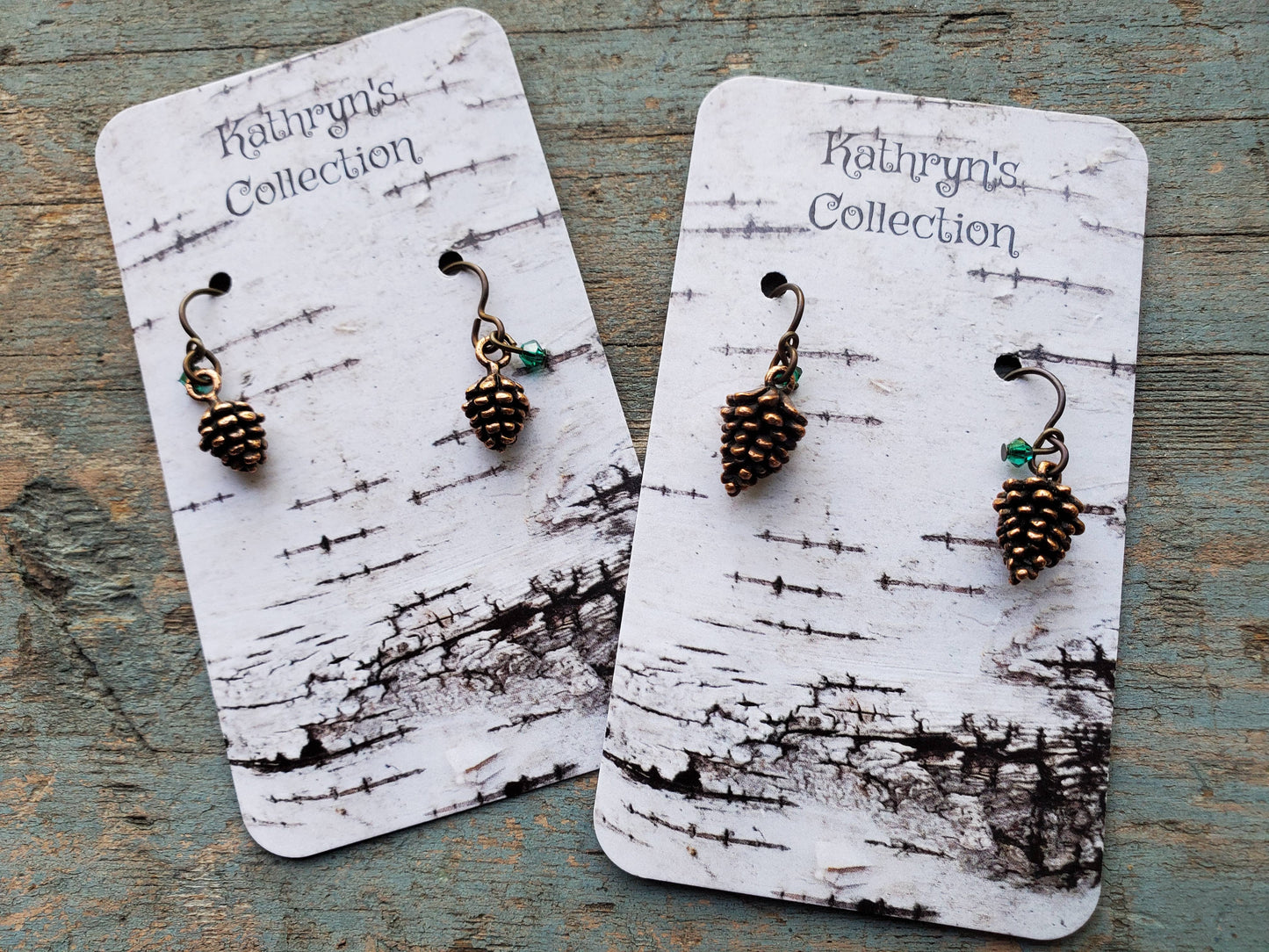 Pinecone Earrings, antique copper plated