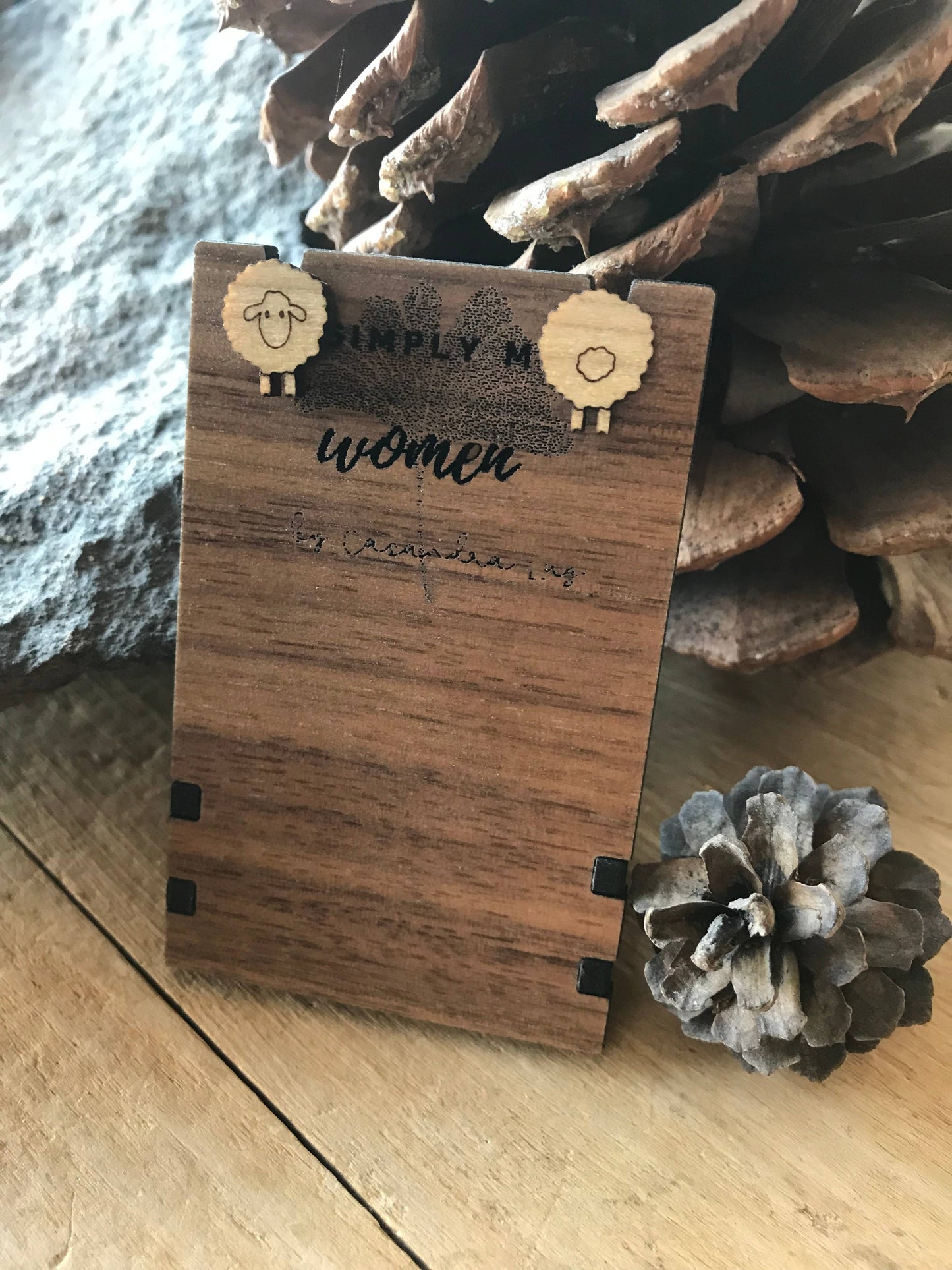 Wood Sheep Earrings