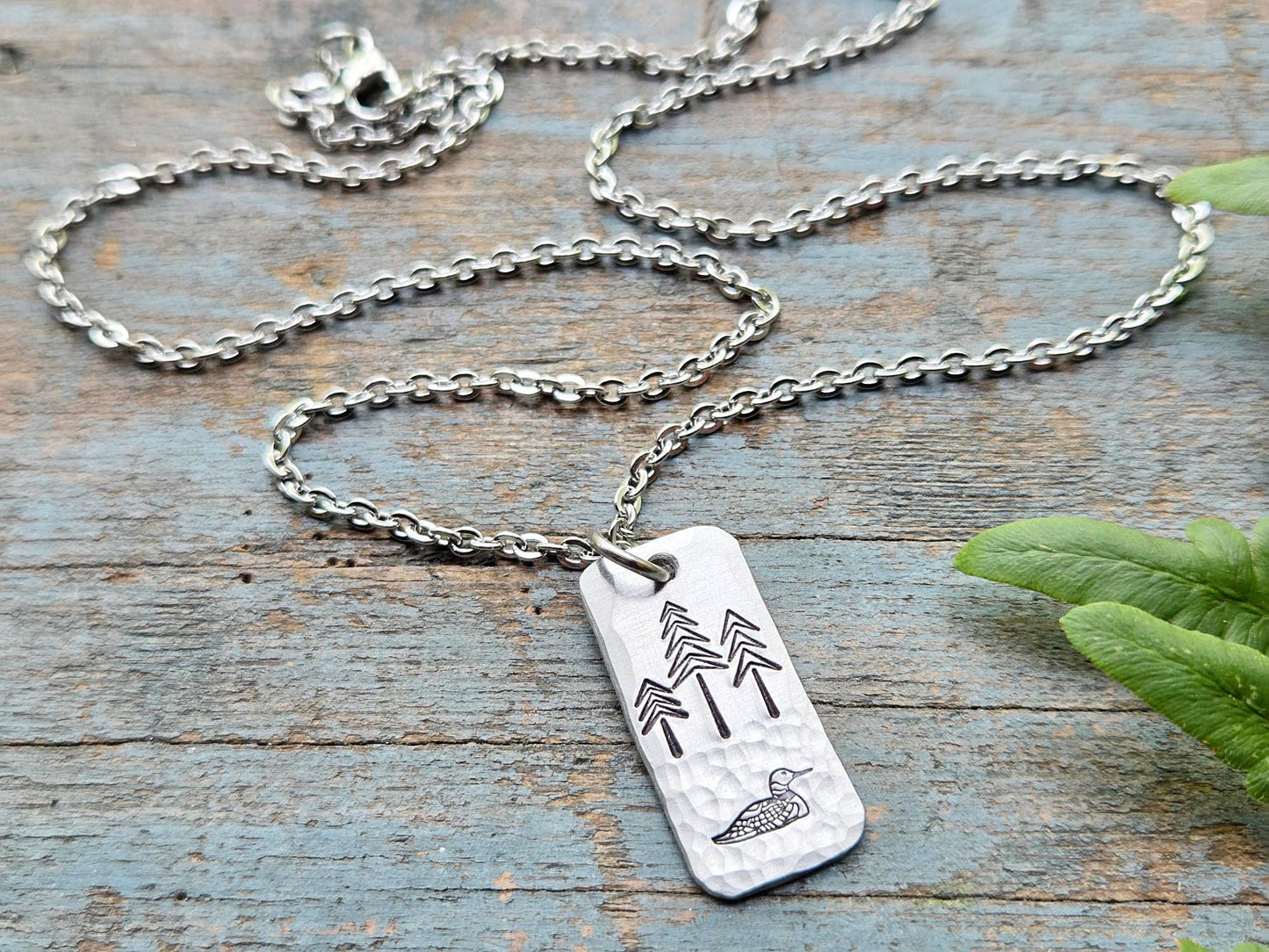 Loon Earrings, Hand-Stamped Aluminum