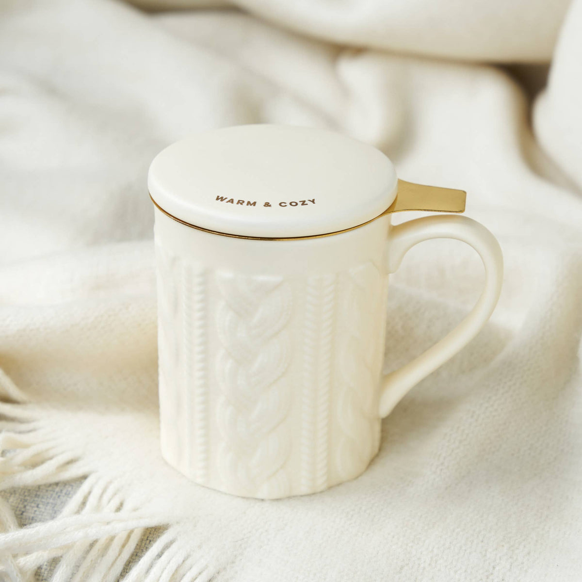 Cozy Knit Ceramic Mug & Infuser