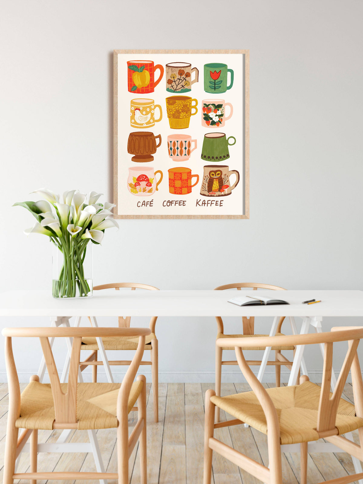 Vintage Coffee Mug Art Print - Retro Kitchen Illustration