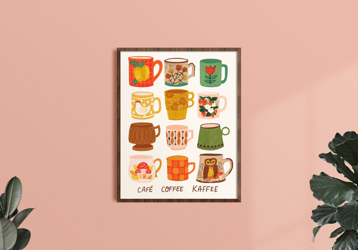 Vintage Coffee Mug Art Print - Retro Kitchen Illustration
