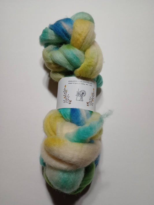 BFL Hand Dyed Roving - 100 g. braids - Parakeet