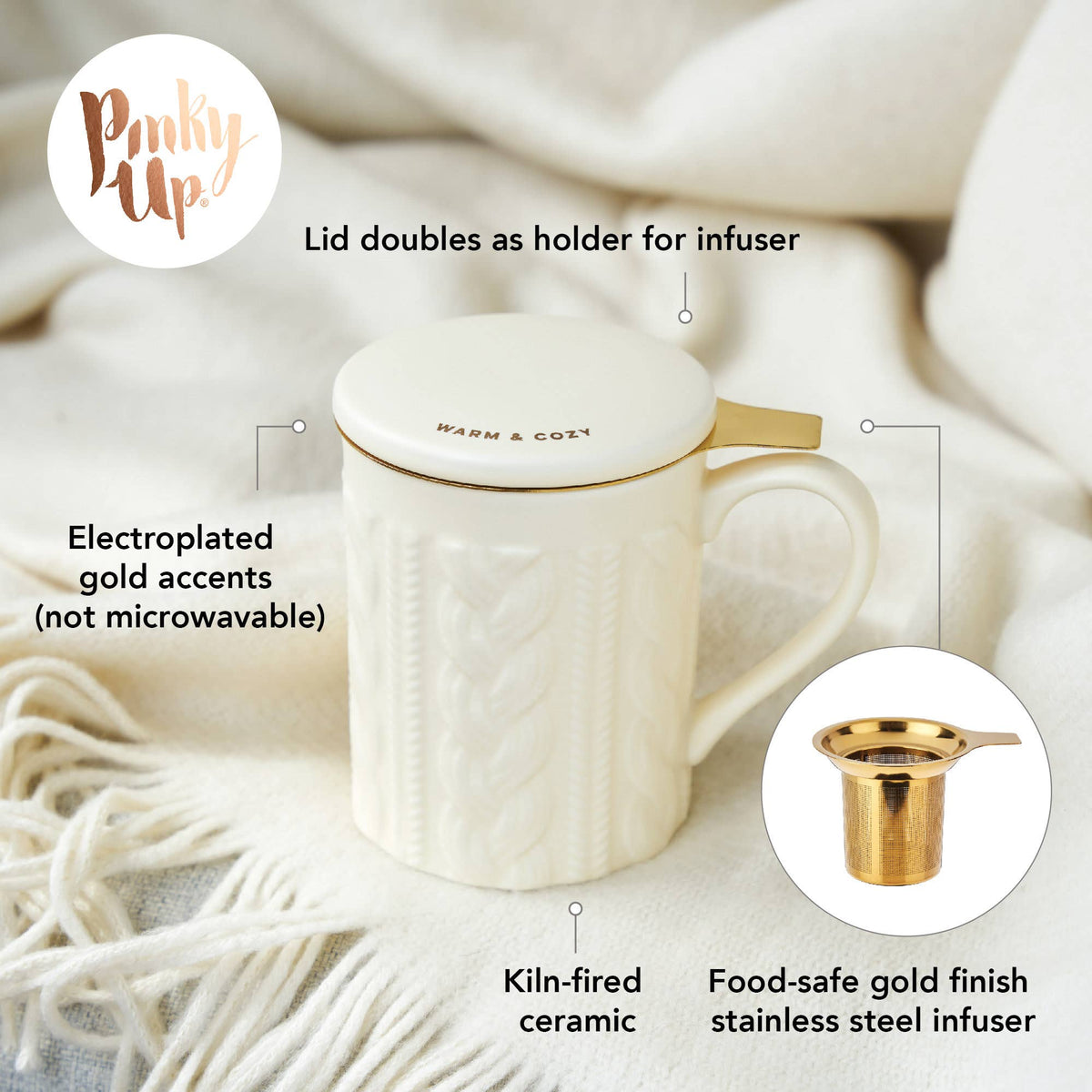 Cozy Knit Ceramic Mug & Infuser