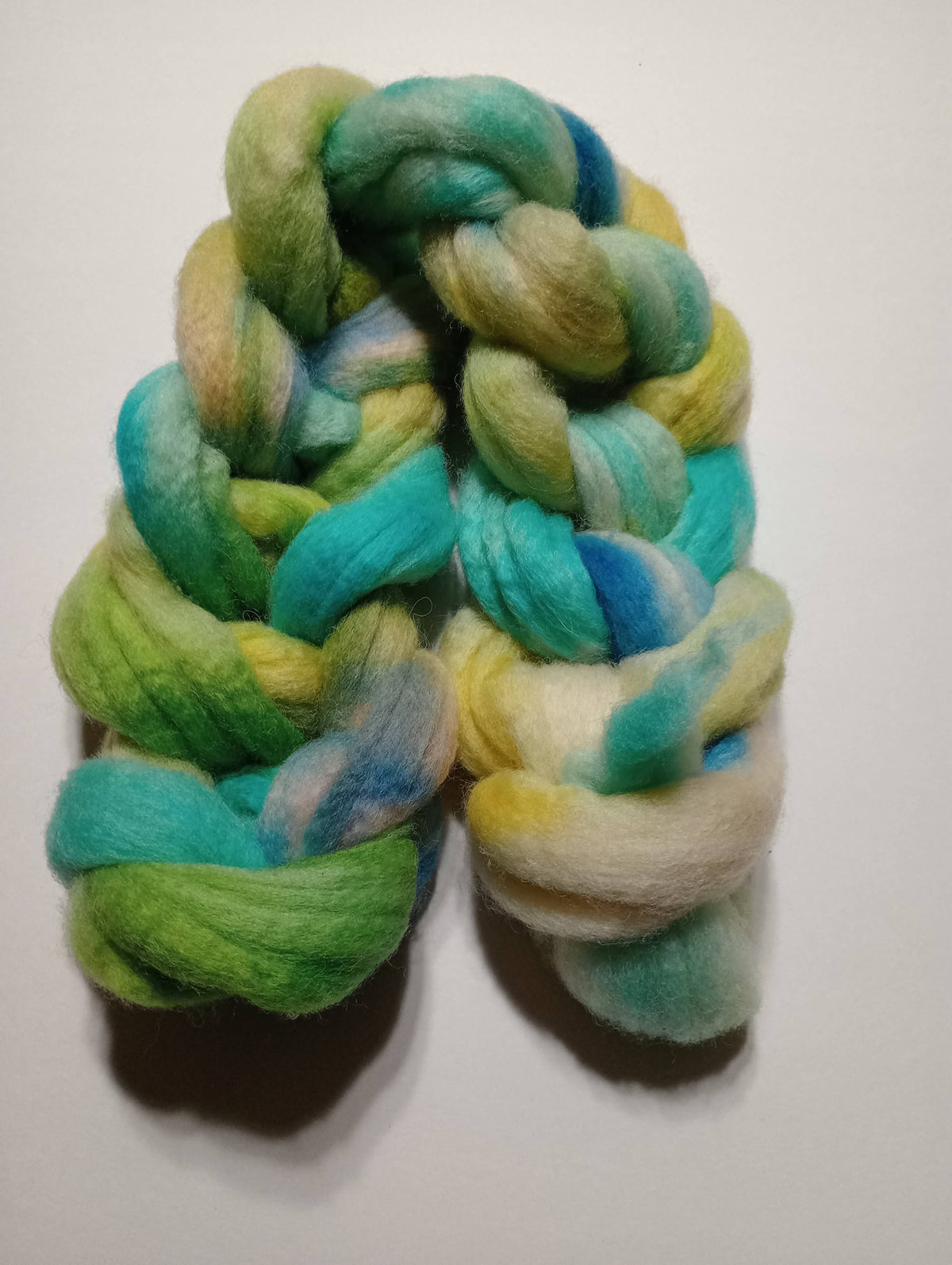 BFL Hand Dyed Roving - 100 g. braids - Parakeet