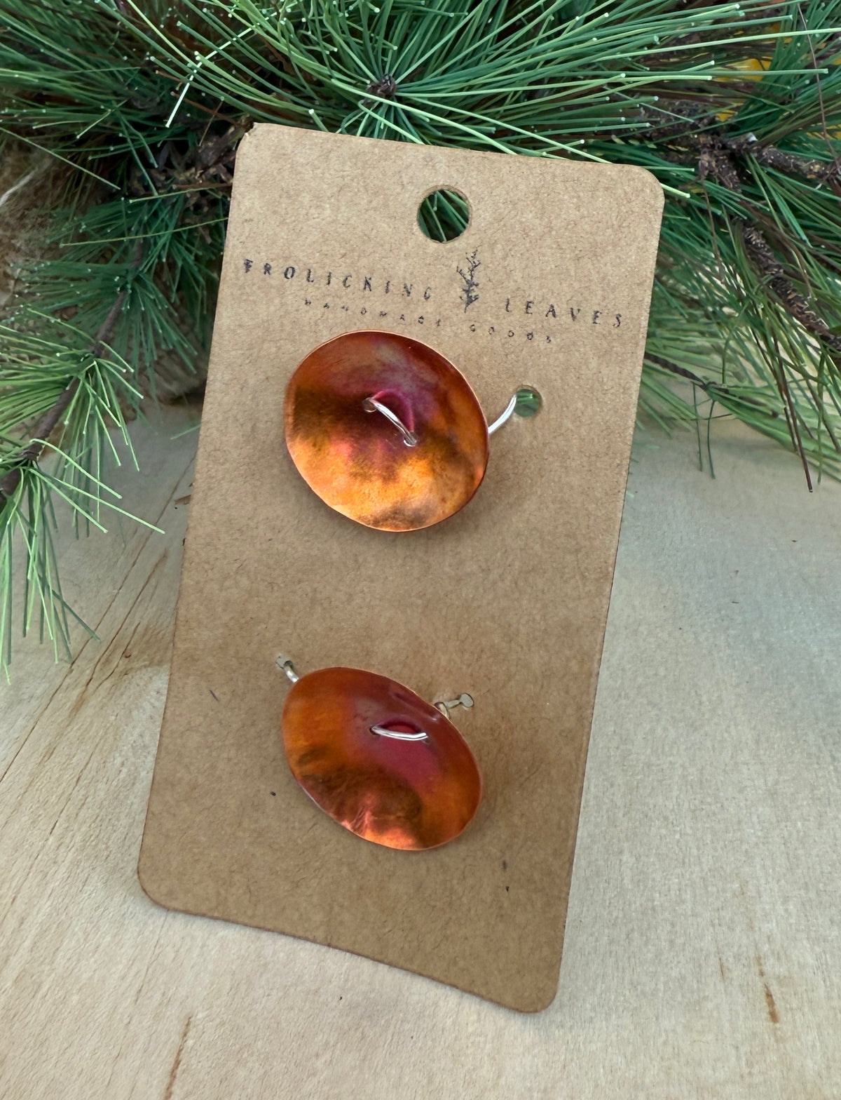 Fire Painted Copper Hand Cut Button