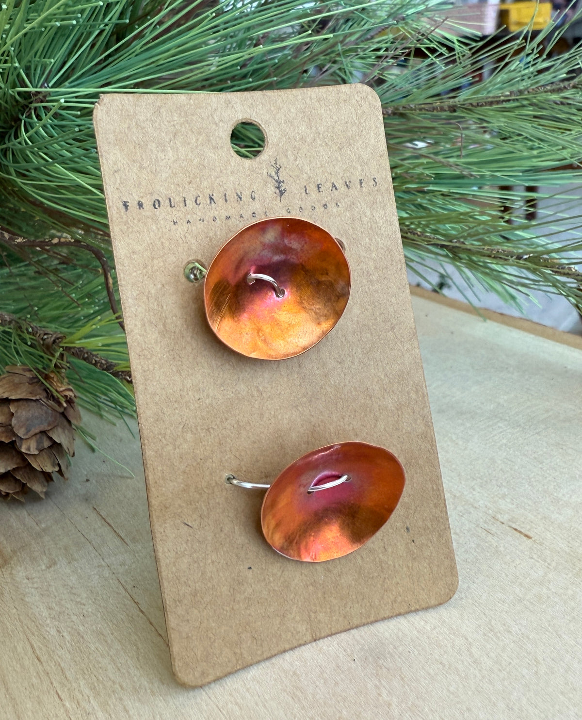 Fire Painted Copper Hand Cut Button