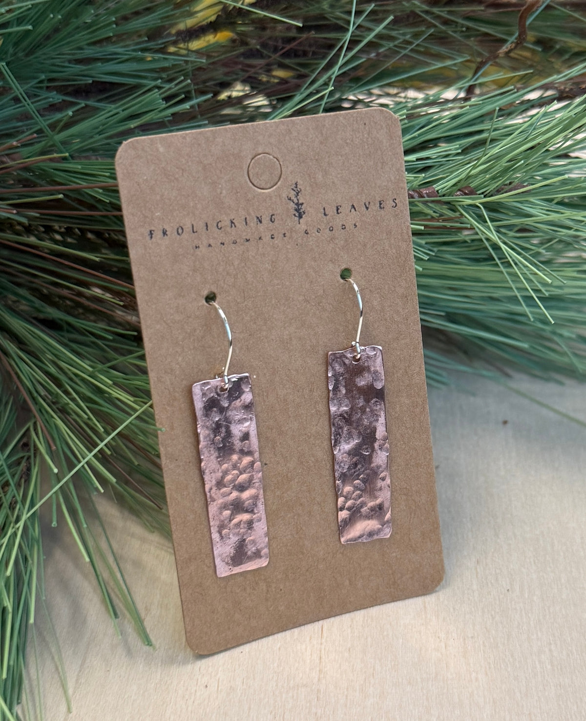 Hammered Copper and Sterling Earrings