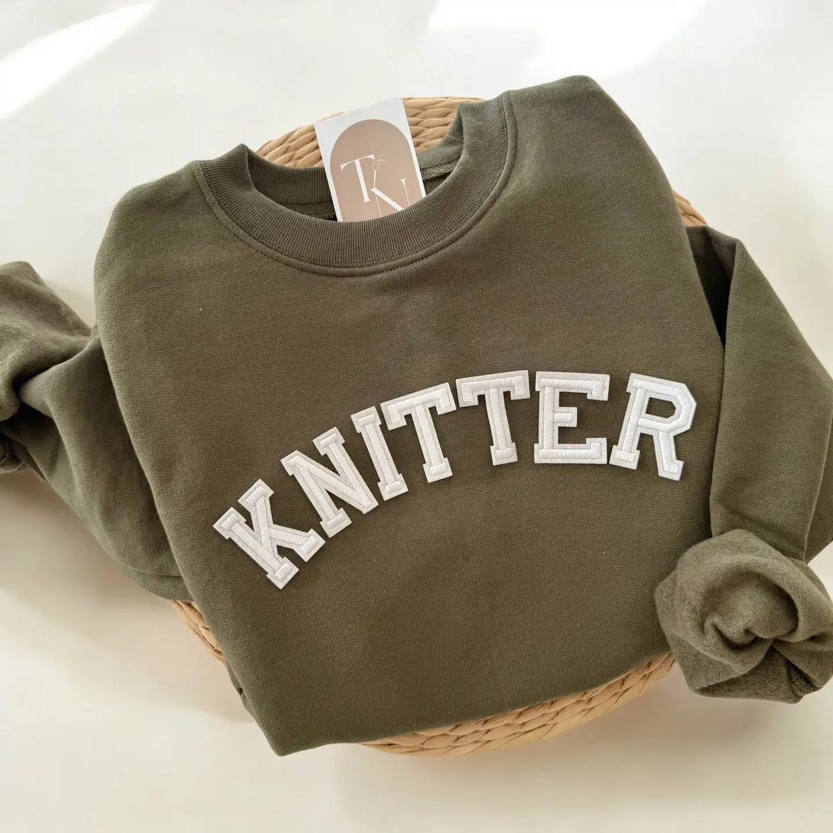 Knitter Sweatshirt in Olive Green