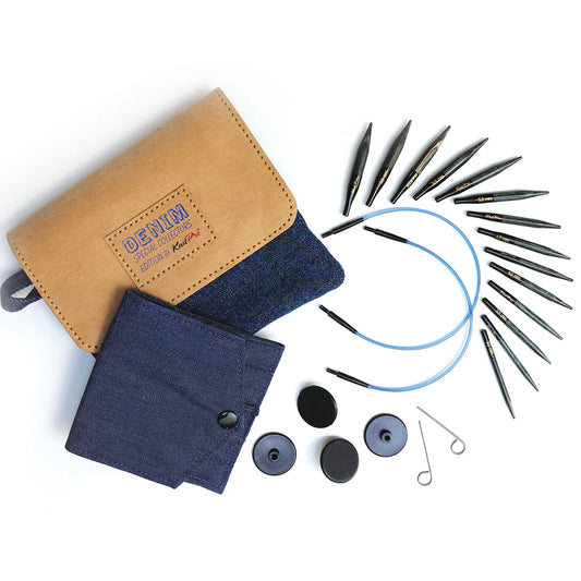 Knit Pro Indigo Wood 2” Mini Needle Set