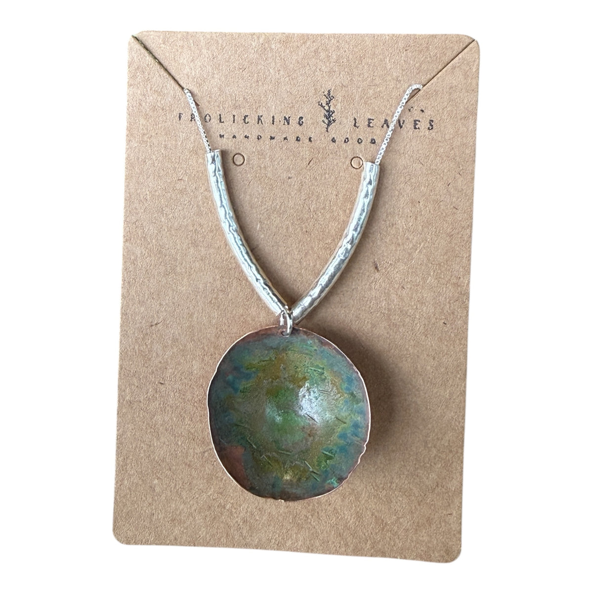 Patina Copper and Sterling Bowl Necklace