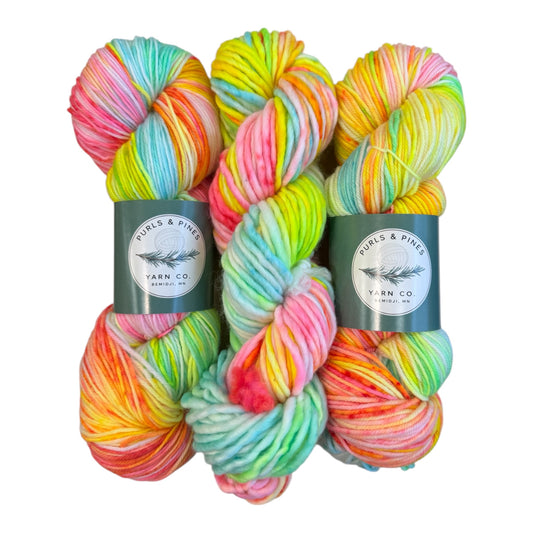 Radioactive Rainbow Hand Dyed Yarn