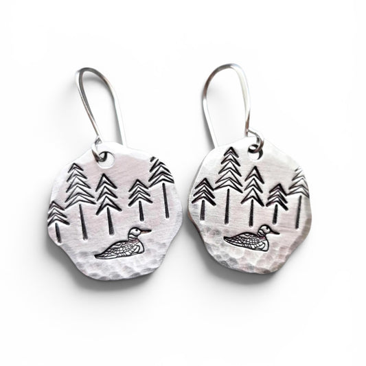 Loon/Pine Tree Earrings