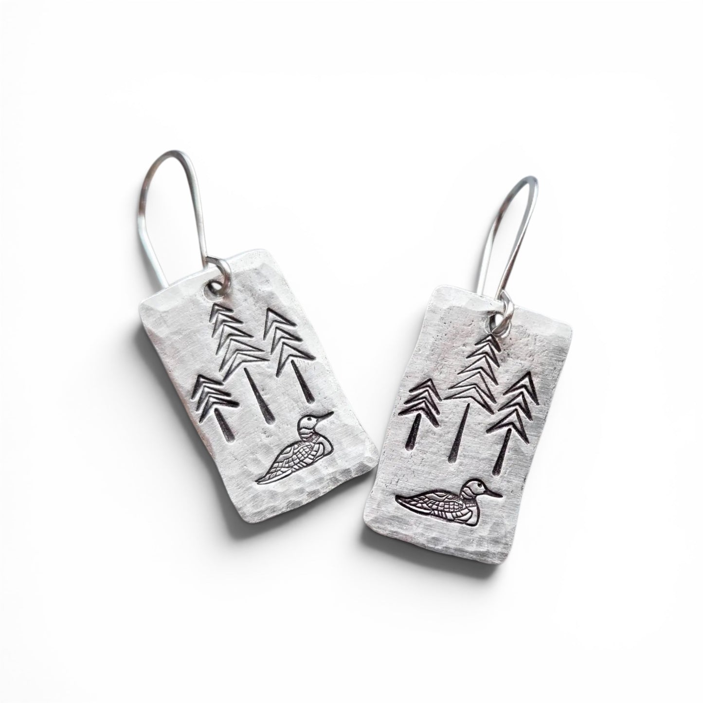 Loon and Pine Tree Earrings