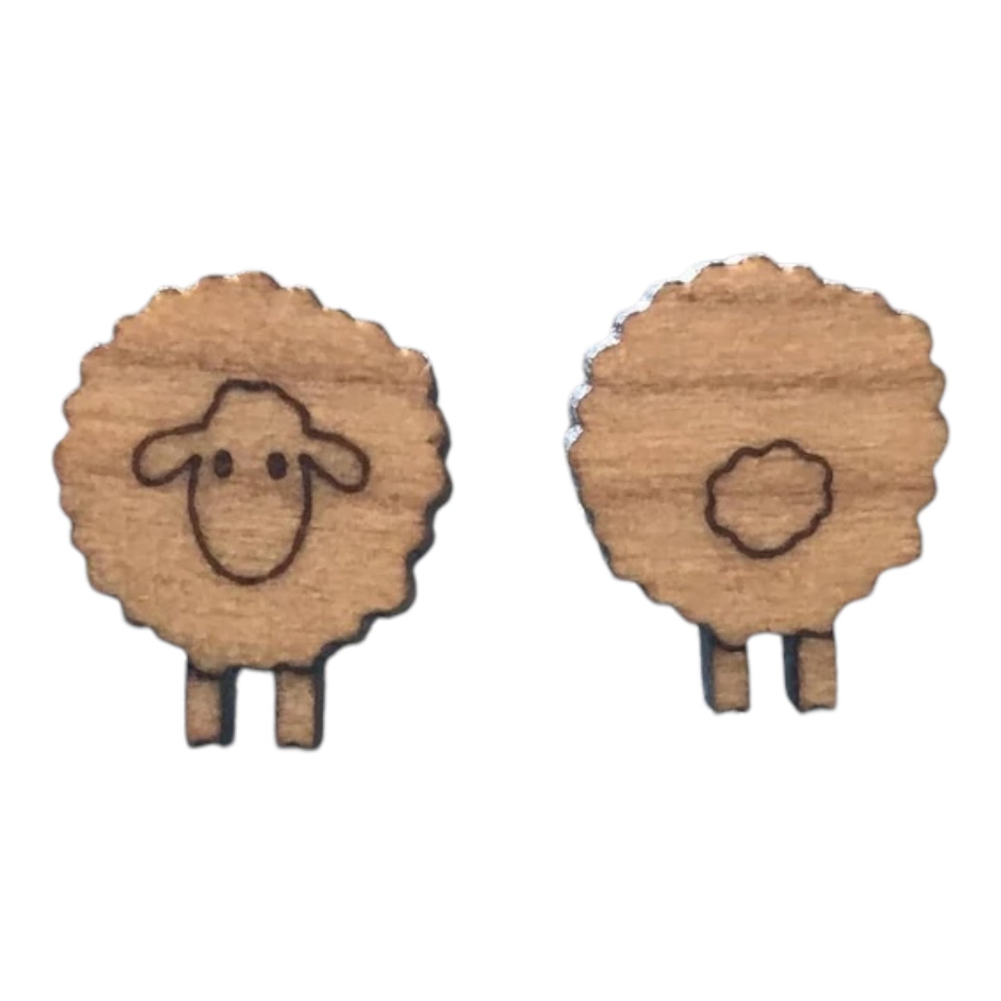 Wood Sheep Earrings