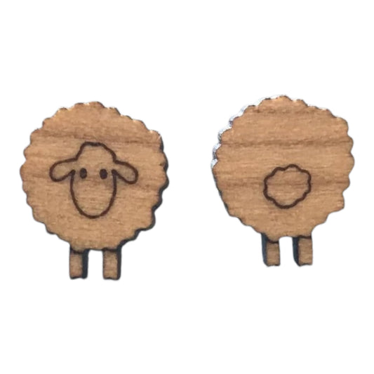 Wood Sheep Earrings