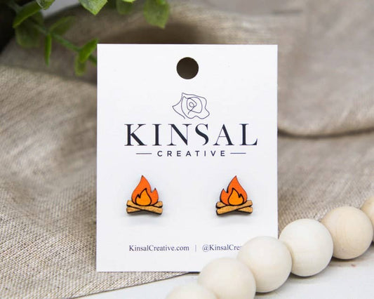 Campfire Wood Stud Earrings