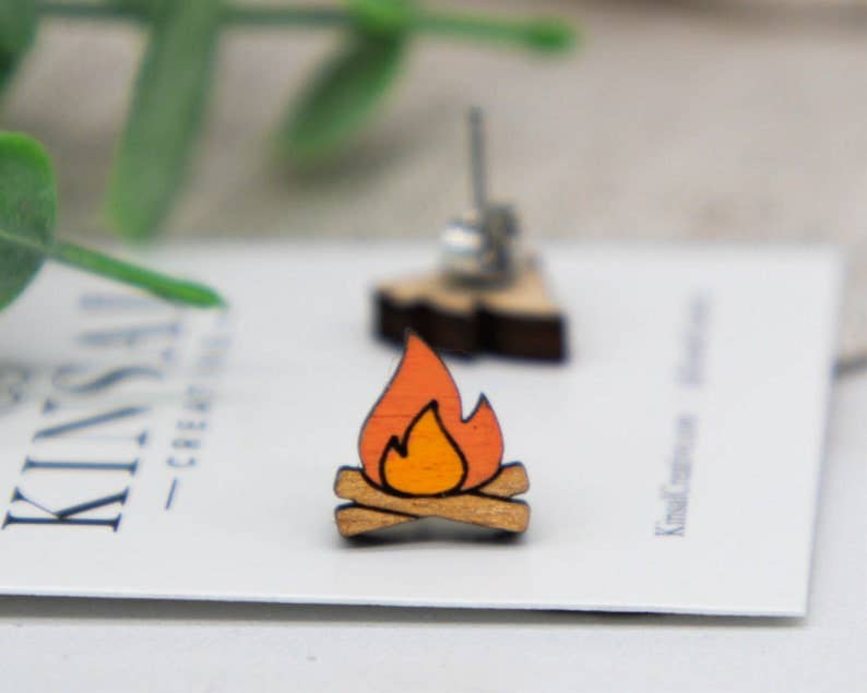 Campfire Wood Stud Earrings