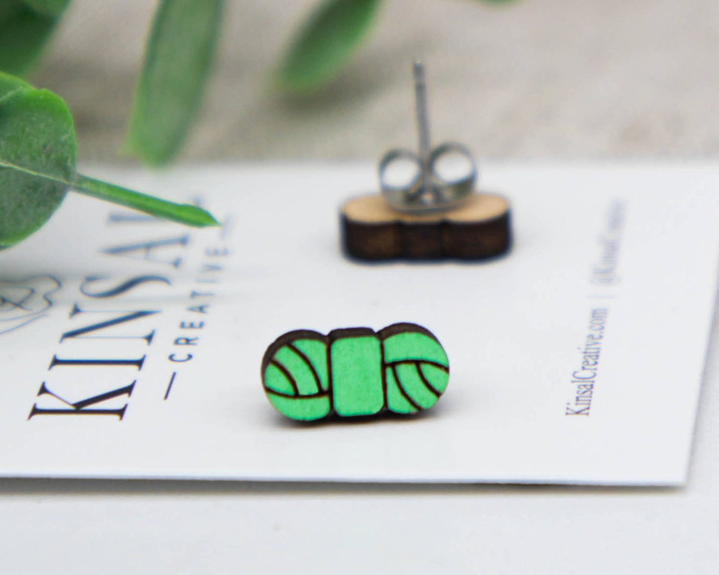 Yellow Yarn Wood Earrings